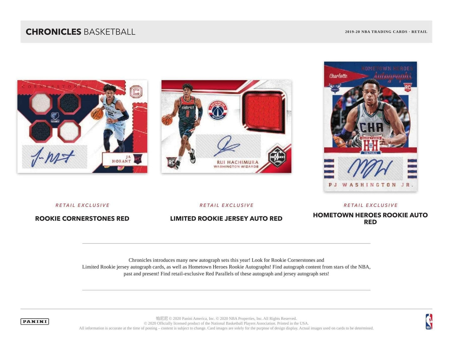NBA 2019/20 Panini Chronicles Basketball Hanger Box