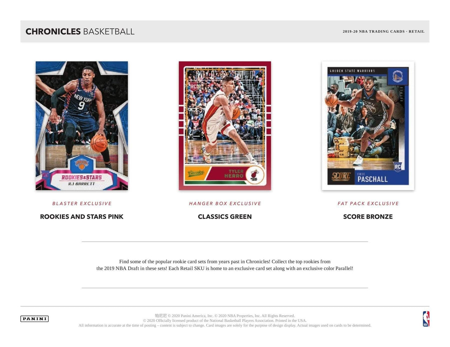 NBA 2019/20 Panini Chronicles Basketball Hanger Box