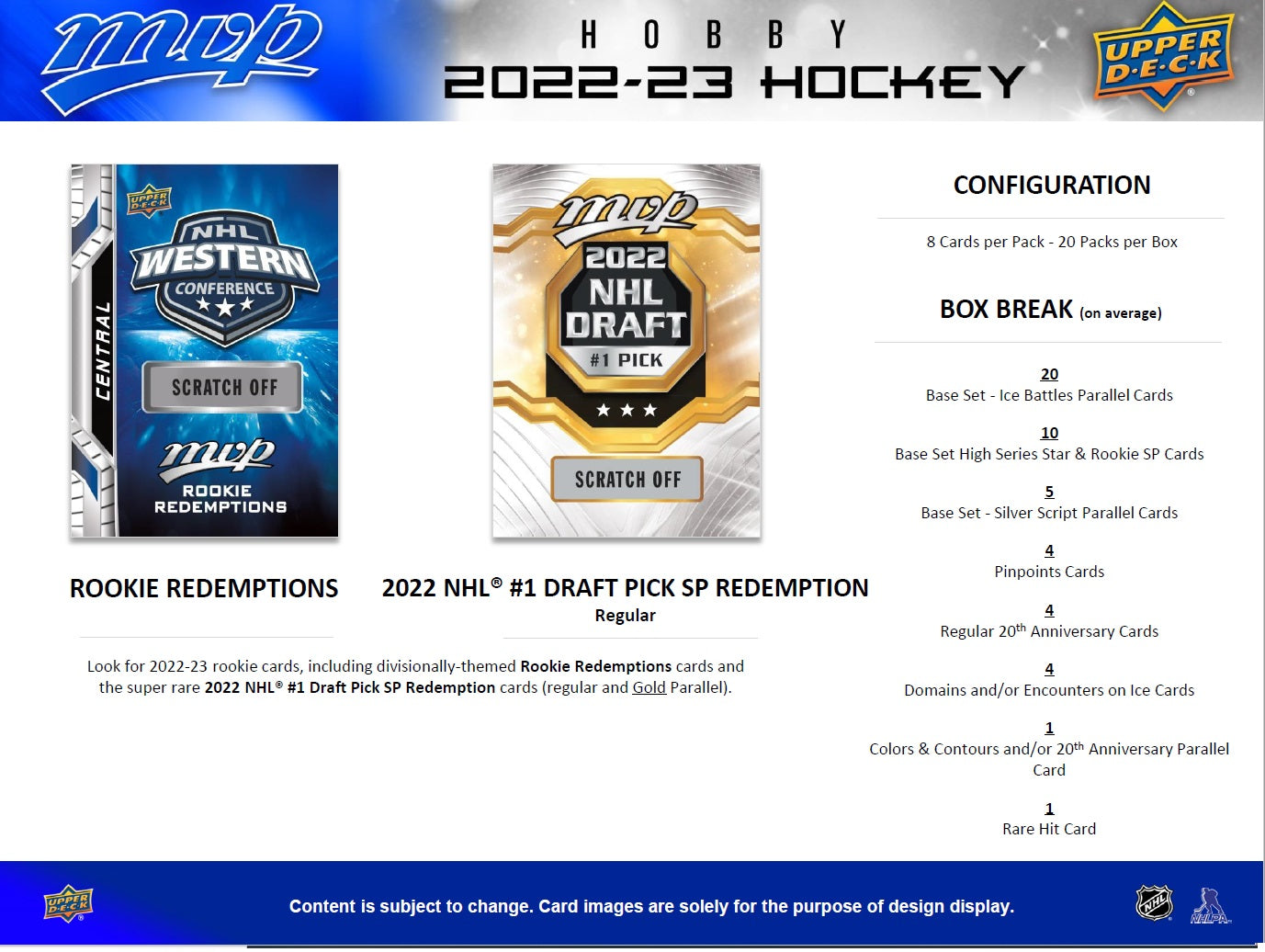 NHL 2022-23 Hockey Upper Deck MVP Hobby Box