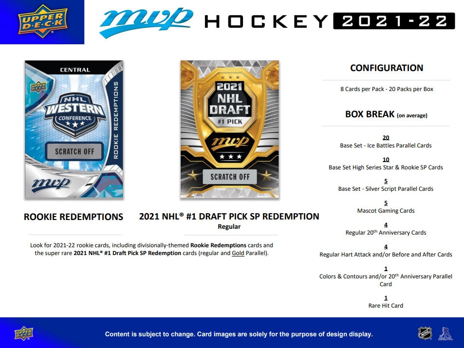 NHL 2021-22 MVP Hobby Box
