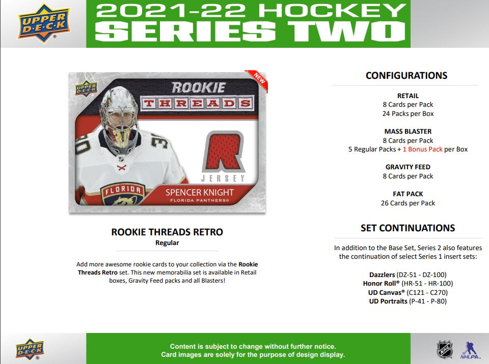 NHL 2021-22 Upper Deck Series 2 Hockey Retail Foil Box