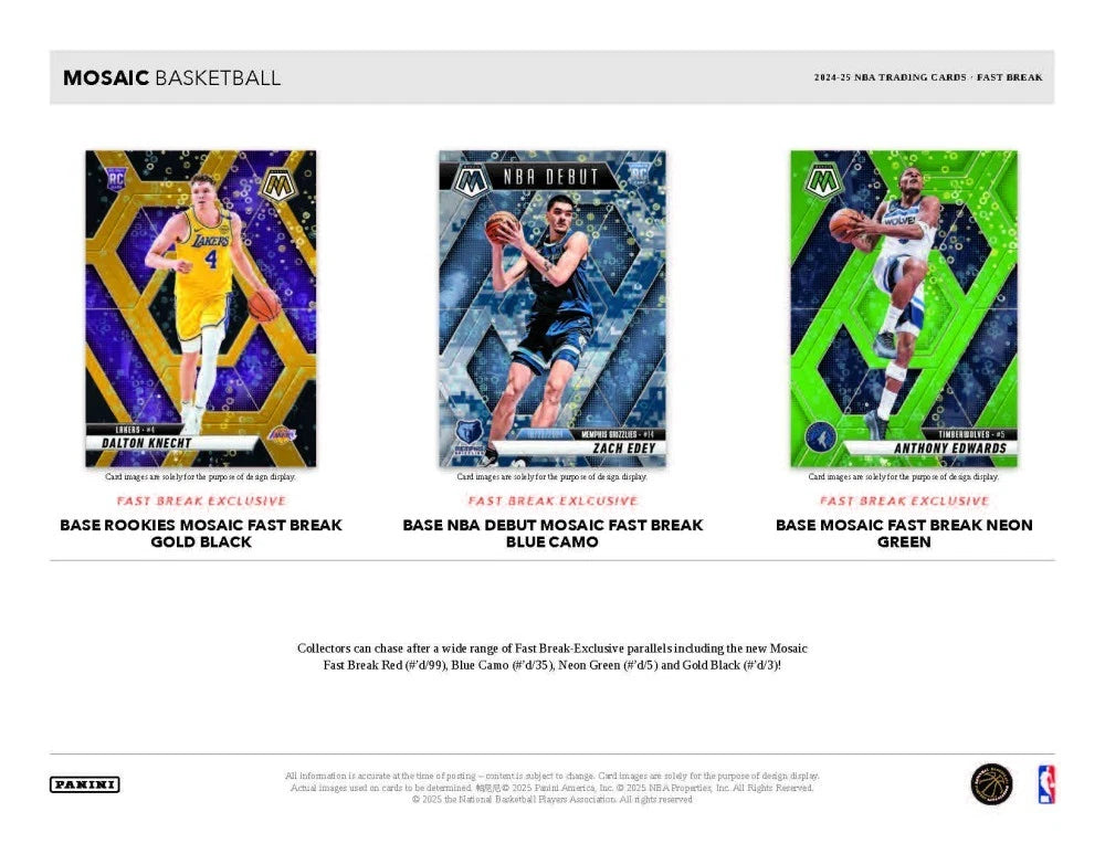 NBA 2024-25 Panini Mosaic Fast Break Basketball Hobby Box (1 Auto)