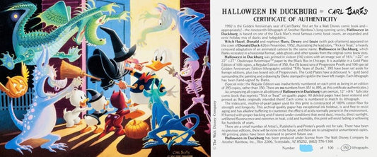 BARKS LITHOGRAPHIE Halloween in Duckburg (Signed Limited Edition, 350 Ex)