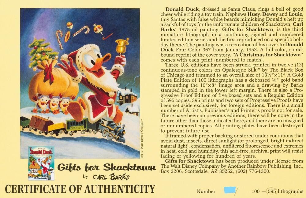 BARKS LITHOGRAPHIE Gifts for Shacktown Signed Limited Edition Lithograph (1991) 595 Ex (Kopie)