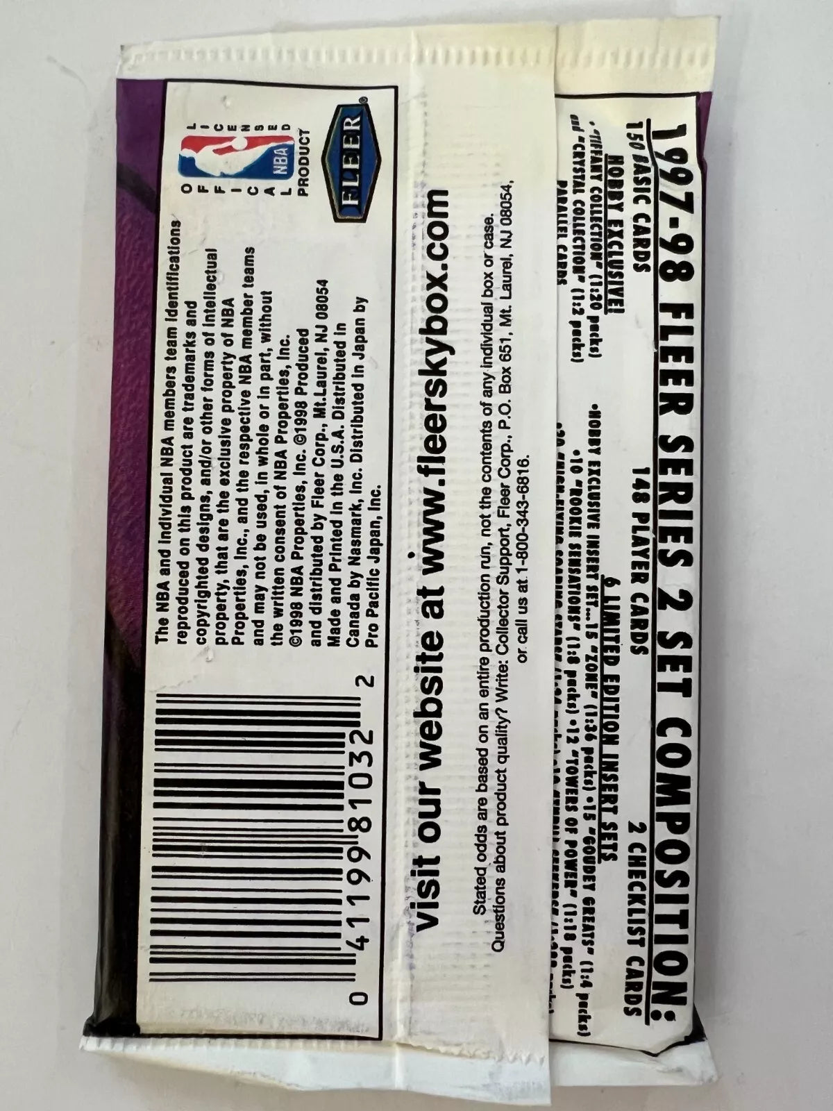 NBA 1997-98 Fleer Basketball Factory Hobby Sealed Pack Series 2