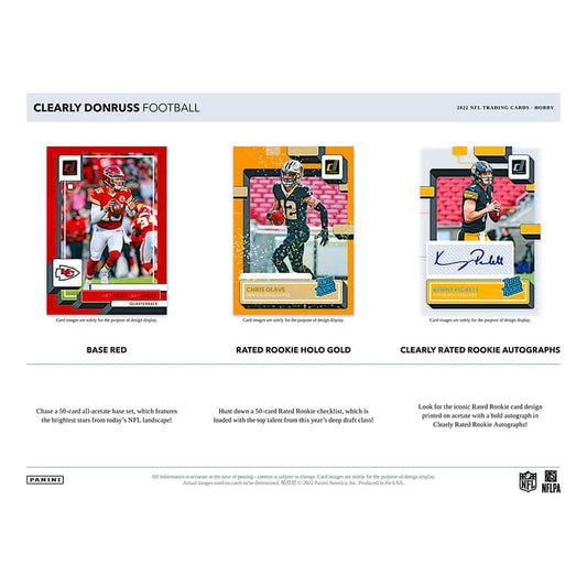 NFL 2022 Clearly Donruss Football Hobby Box (1 Autograph)