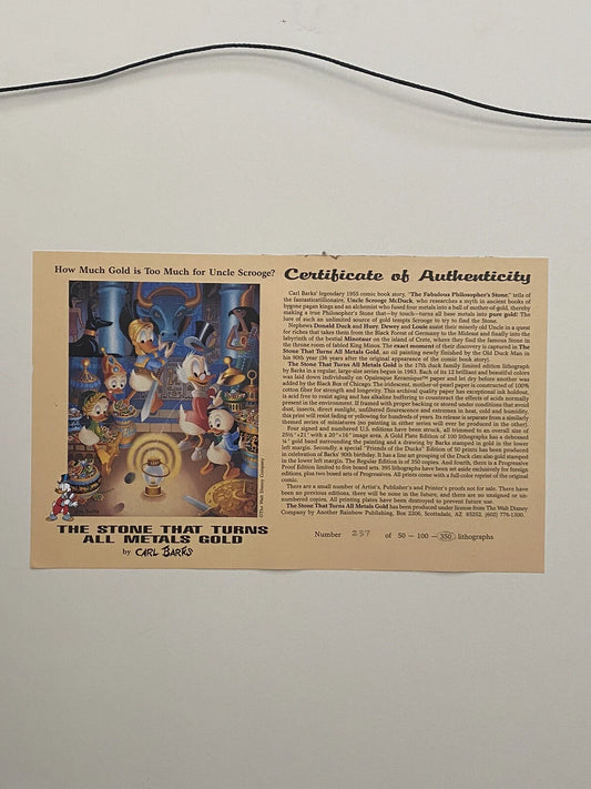 BARKS LITHOGRAPHIE The Stone That Turned All Metals Gold (Signed Limited Edition, 350 Ex)