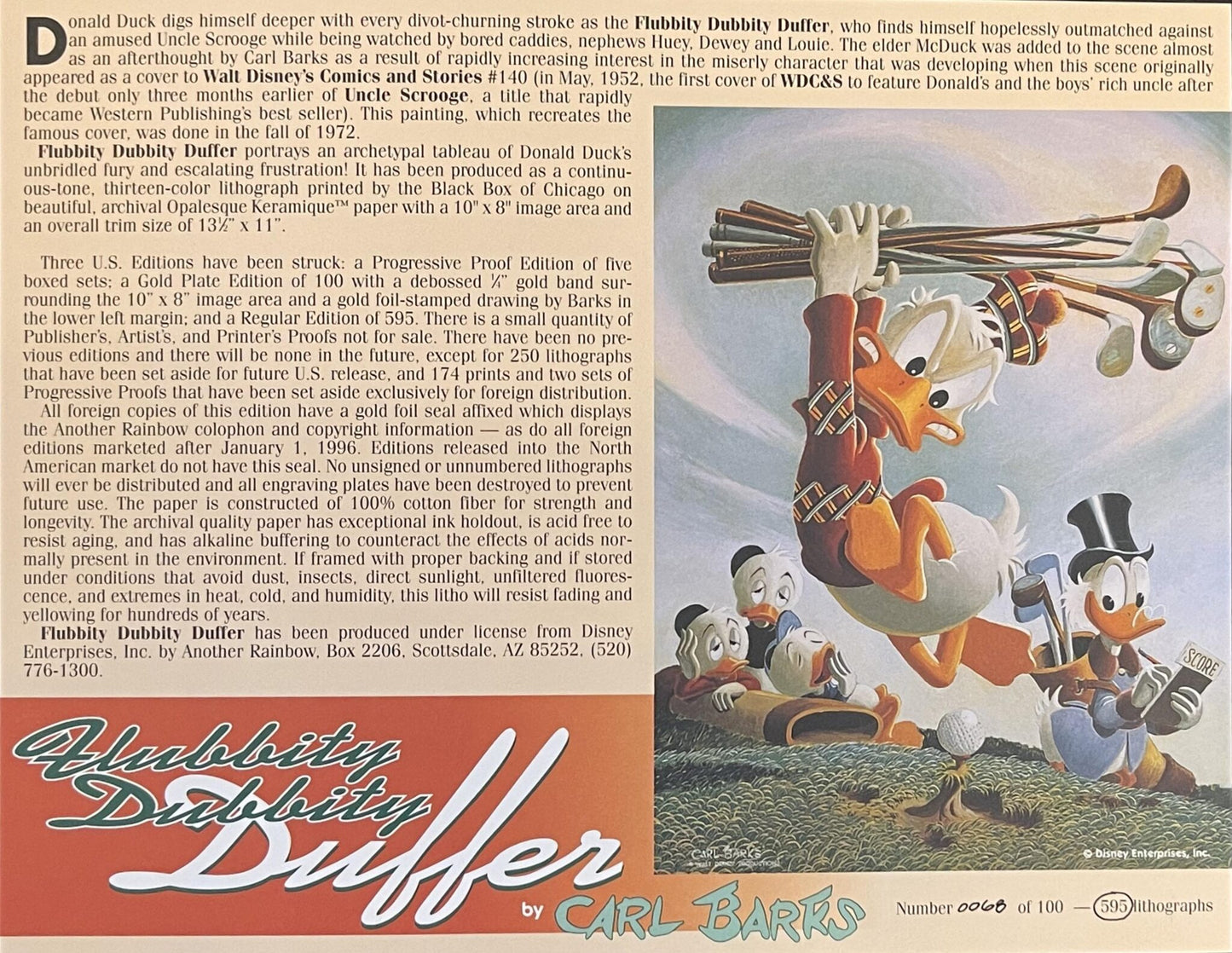 BARKS LITHOGRAPHIE Flubbity Dubbity Duffer (1999) (Signed Limited Edition, 595 Ex)