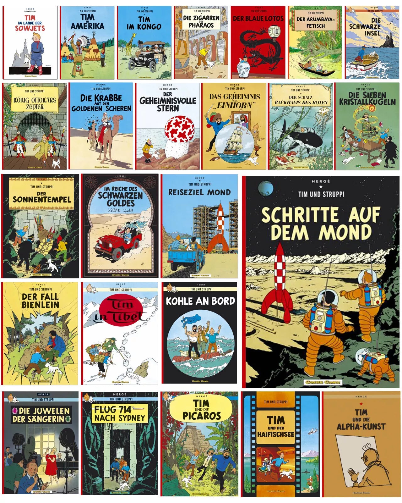 Tim & Struppi, die komplette Comic-Reihe von Herge (25 Bände) Carlsen