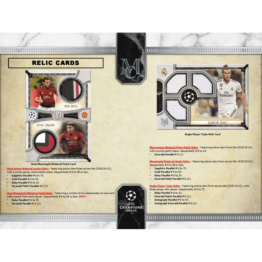SOCCER 2019 Topps UEFA Champions League Museum Collection Card Box (3 Auto/ Relic)