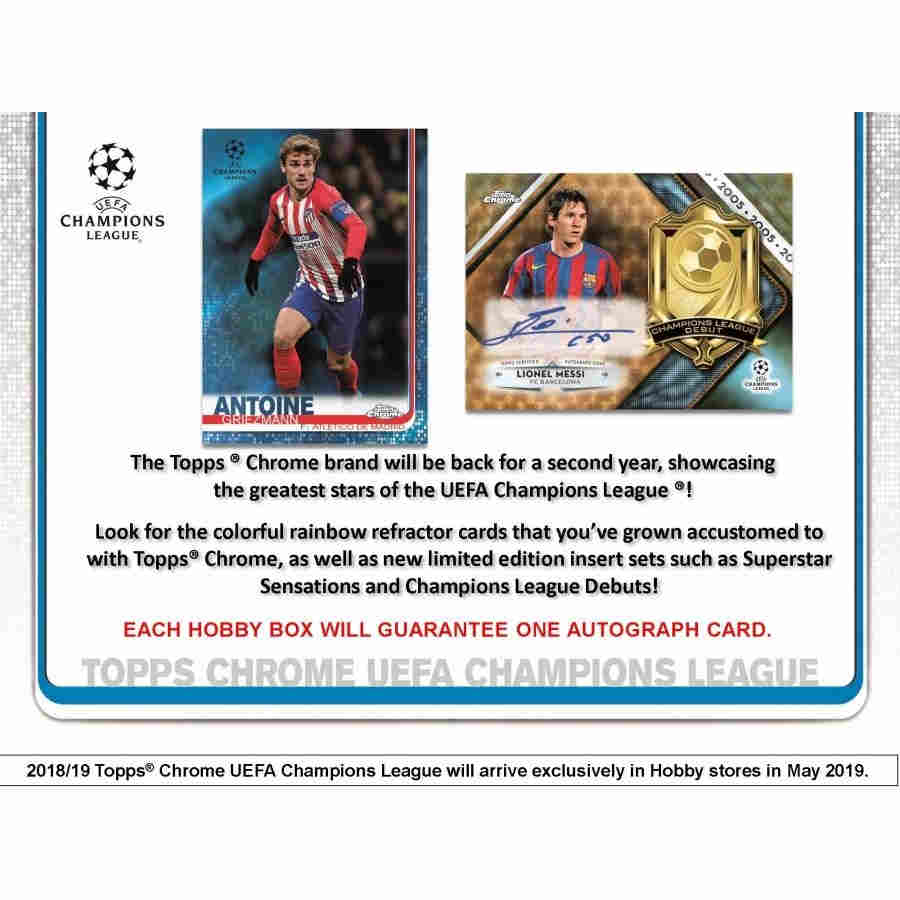 SOCCER 2018-19 TOPPS CHAMPIONS LEAGUE CHROME (UEFA) - HOBBY box (1 Auto)
