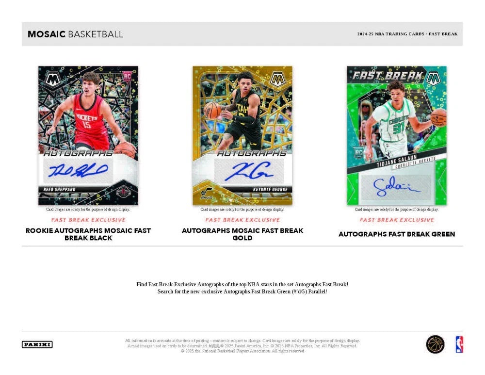 NBA 2024-25 Panini Mosaic Fast Break Basketball Hobby Box (1 Auto)