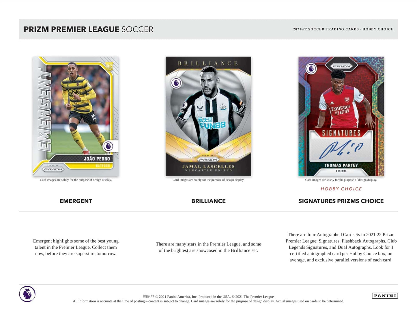 SOCCER 2021-22 Panini Prizm Premiere League Choice Card Box (1 Auto)