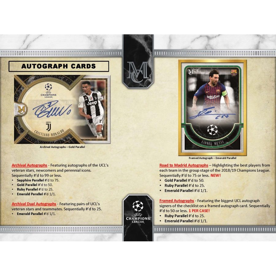 SOCCER 2019 Topps UEFA Champions League Museum Collection Card Box (3 Auto/ Relic)
