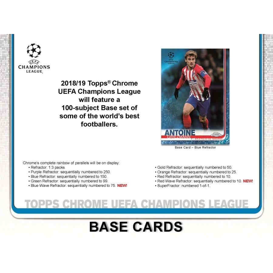 SOCCER 2018-19 TOPPS CHAMPIONS LEAGUE CHROME (UEFA) - HOBBY box (1 Auto)