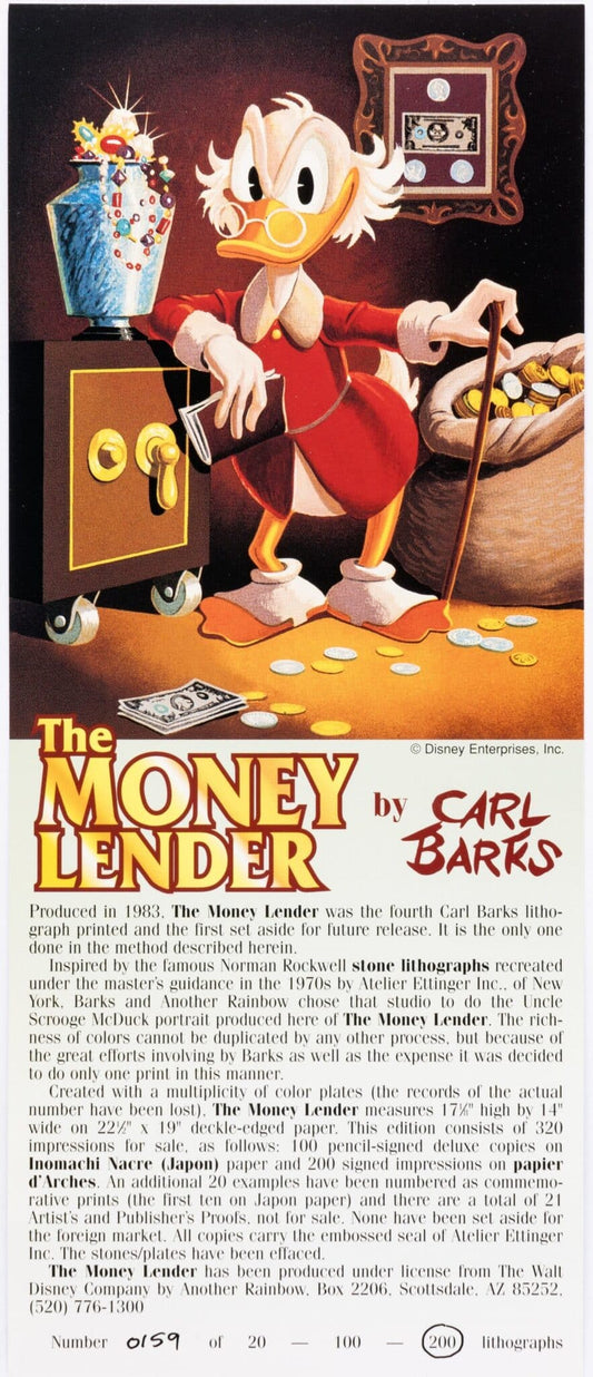 BARKS LITHOGRAPHIE The Money Lender Signed Limited Edition Stone Lithograph 200 Ex