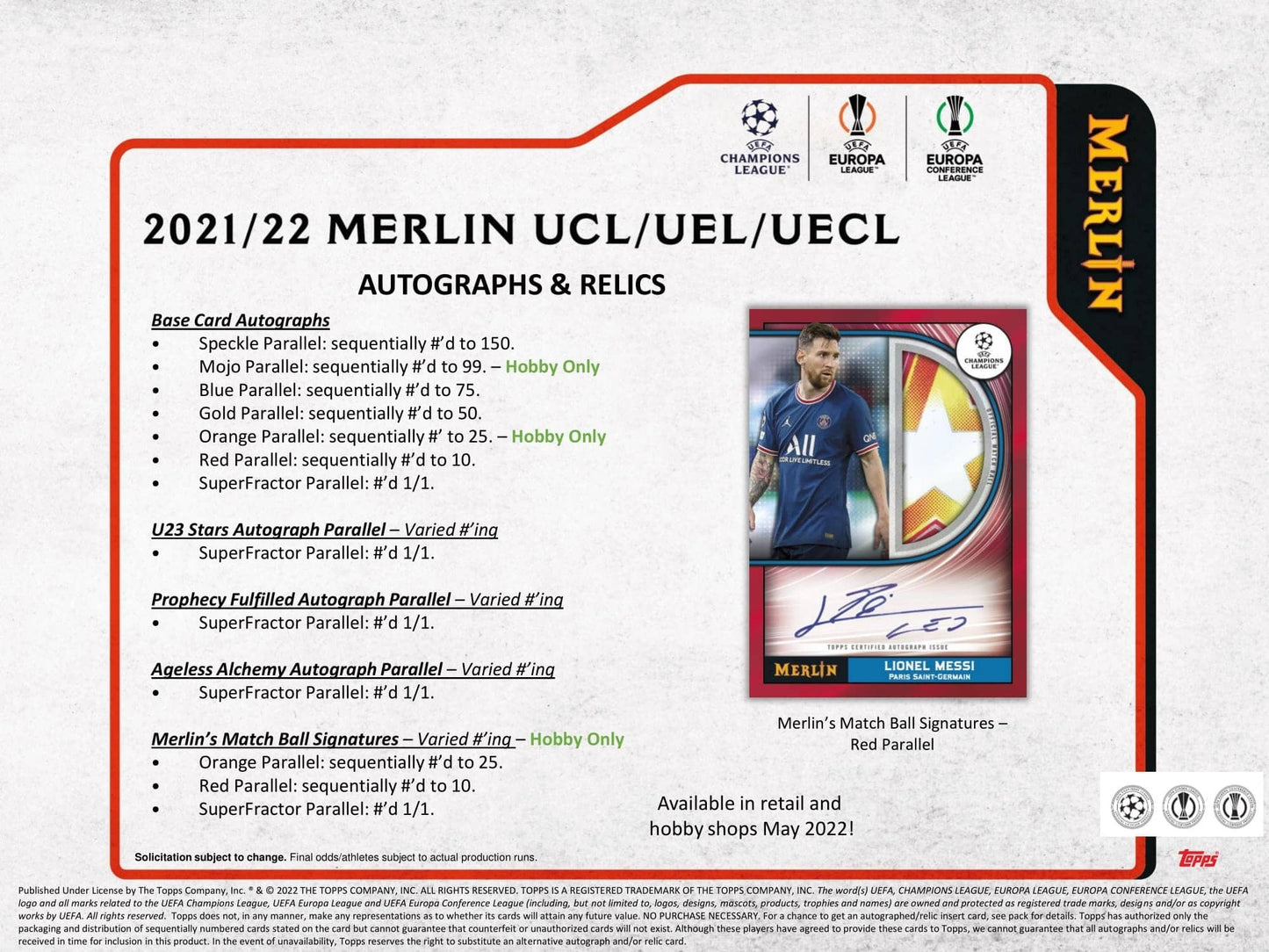 SOCCER 2021-22 Topps Chrome Merlin UEFA Champions League box 1 Auto