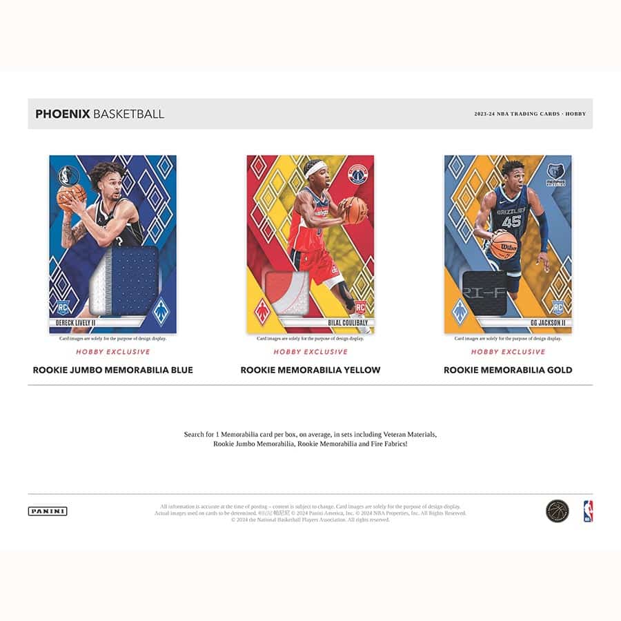 NBA 2023-24 Panini Phoenix Basketball Box (2) Autographed Cards, (1) Memorabilia