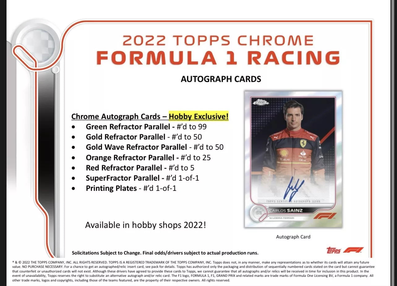 F1 2022 Topps Chrome Formula 1 racing box (18/4) HOBBY