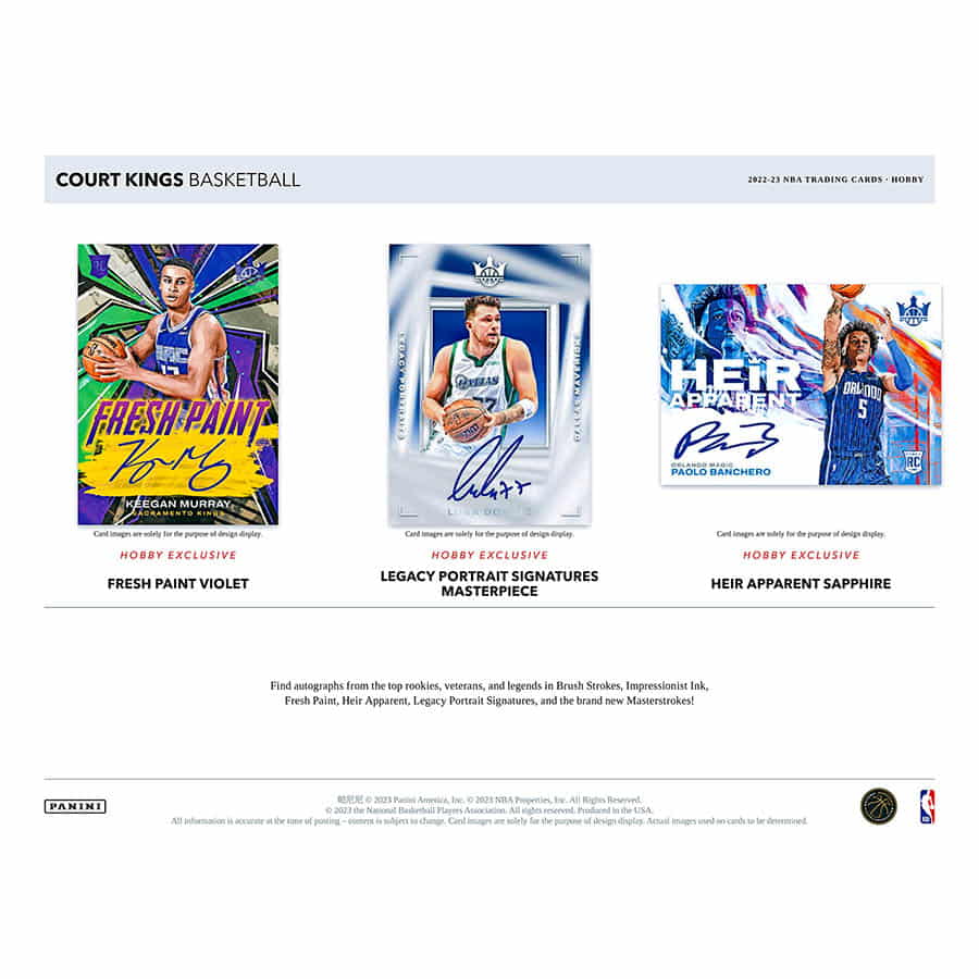NBA 2022-23 Panini Court Kings Basketball Hobby box (2 auto/memo)