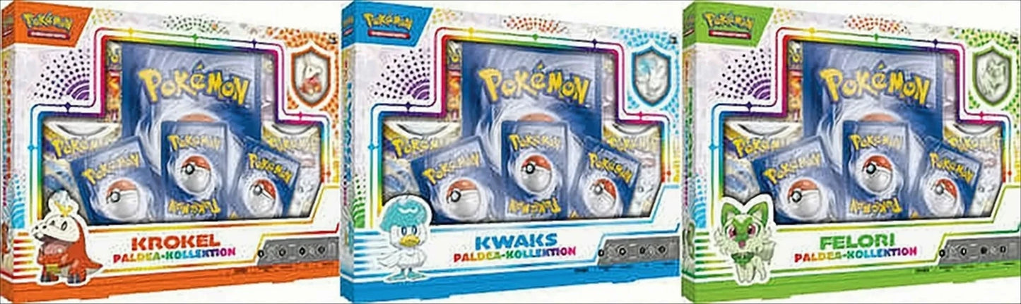 POKEMON: Paldea-Kollektion: Kwaks, Krokel und Felori im 3 Boxen Set