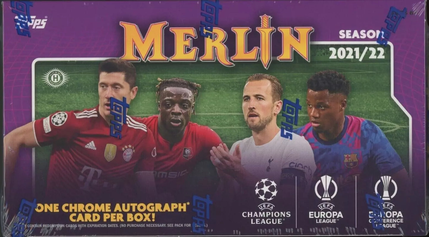 SOCCER 2021-22 Topps Chrome Merlin UEFA Champions League box 1 Auto
