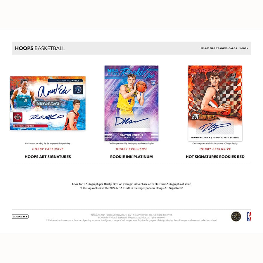NBA 2024-25 Panini Hoops NBA Basketball Hobby Box (1) Autographed
