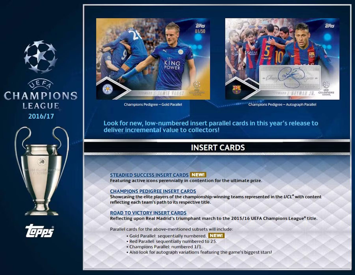 SOCCER 2016/17 TOPPS CHAMPIONS LEAGUE SHOWCASE (UEFA) HOBBY box (2 Auto)