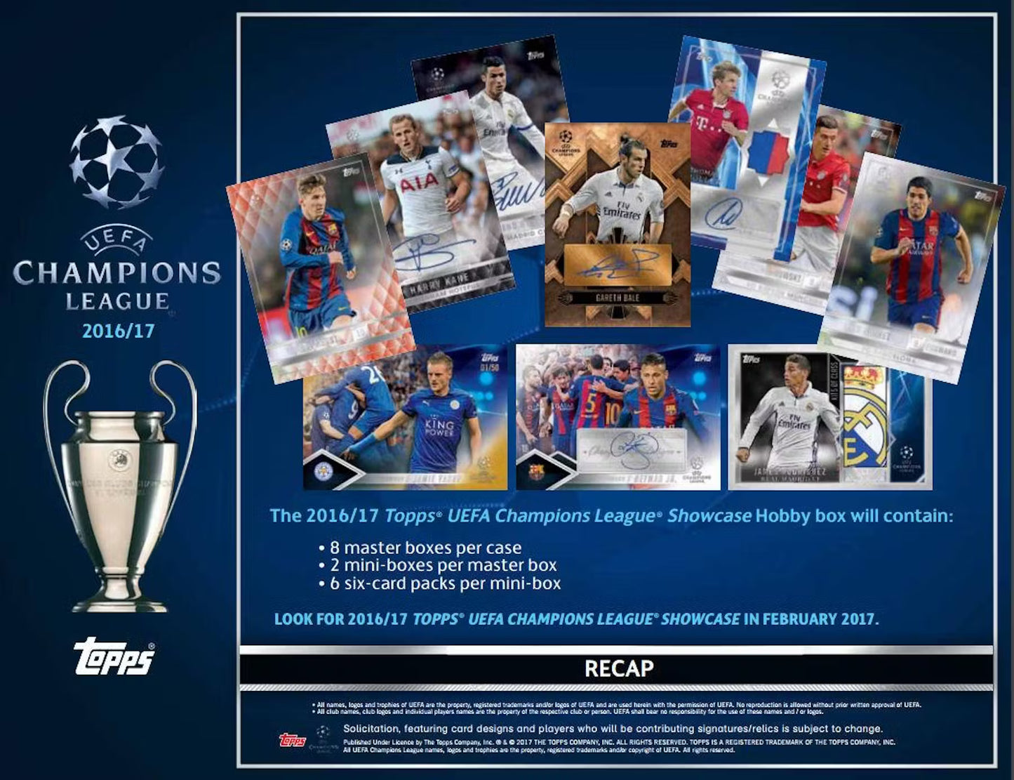 SOCCER 2016/17 TOPPS CHAMPIONS LEAGUE SHOWCASE (UEFA) HOBBY box (2 Auto)