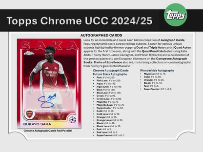 SOCCER 2024-25 Topps Chrome UEFA Club Competitions - Hobby Box (1 Auto)