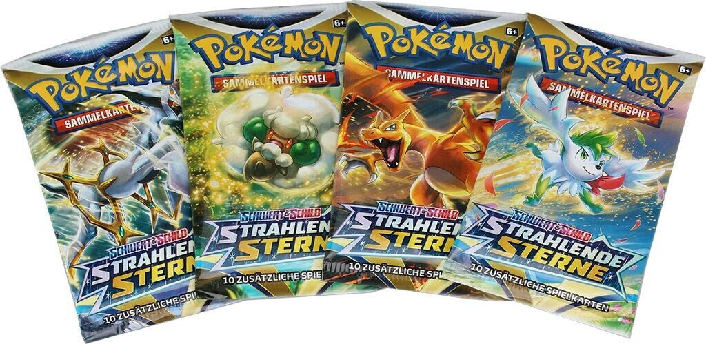 POKEMON Strahlende Sterne 4x Booster im Artwork-Set DE