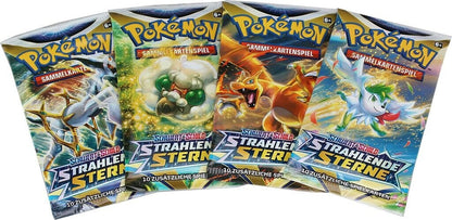 POKEMON Strahlende Sterne 4x Booster im Artwork-Set DE