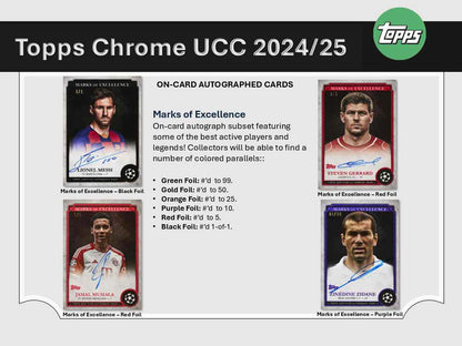 SOCCER 2024-25 Topps Chrome UEFA Club Competitions - Hobby Box (1 Auto)