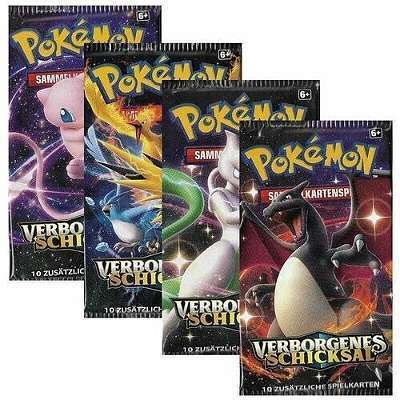 Pokemon Verborgenes Schicksal Booster Pack  komplettes 4er artwork-Set  DE