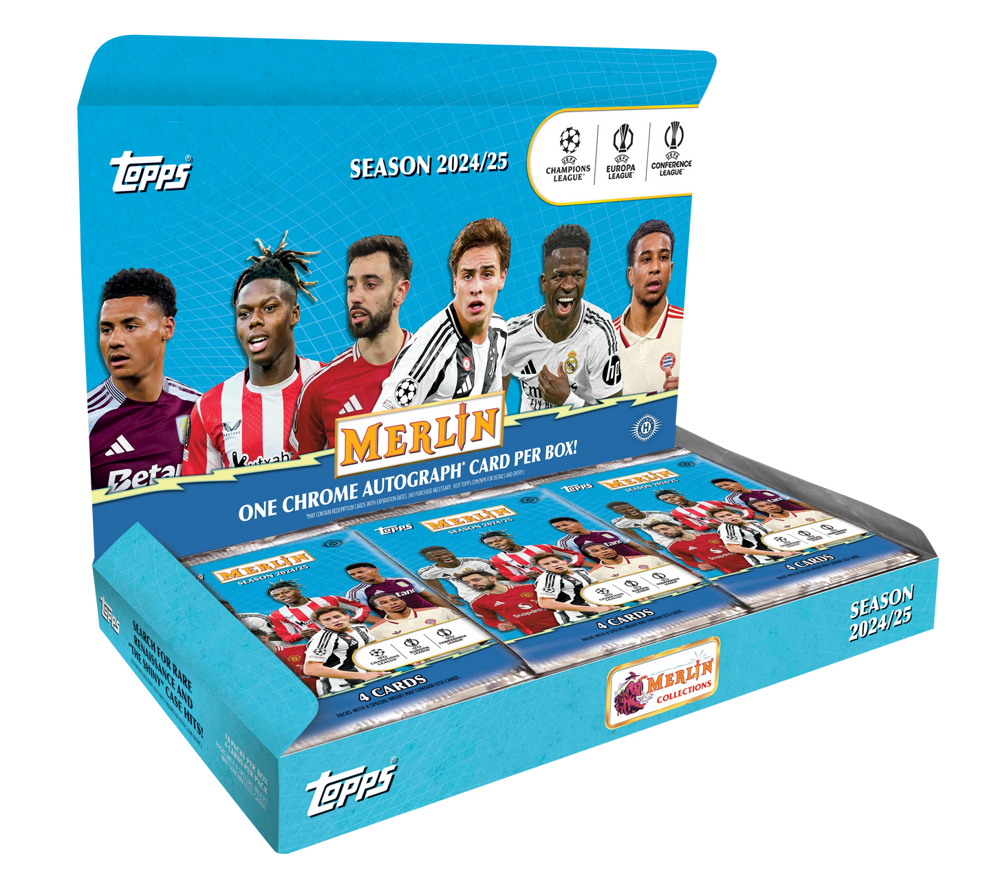 SOCCER 2024-25 Topps Merlin UCC - 12 Hobby Boxen im CASE