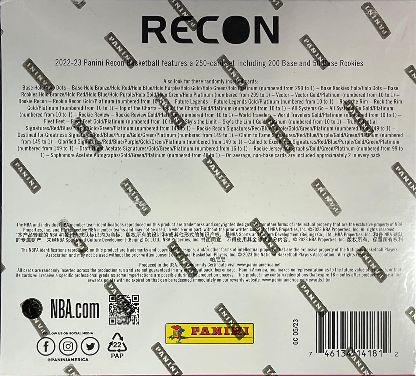 NBA 2022-23 Panini Recon Basketball Hobby Box