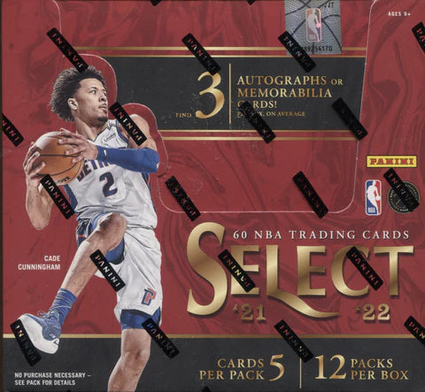 NBA 2021-22 Panini Select Basketball Hobby Box (3) Autographed or Memorabilia