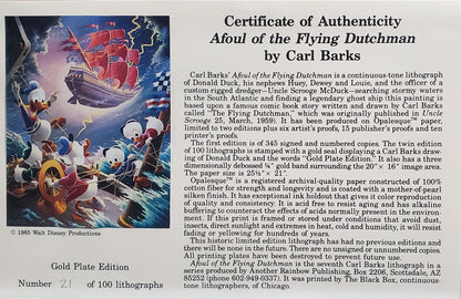 BARKS LITHOGRAPHIE  Afoul of the Flying Dutchman (Signed Limited Edition, 345 Ex)