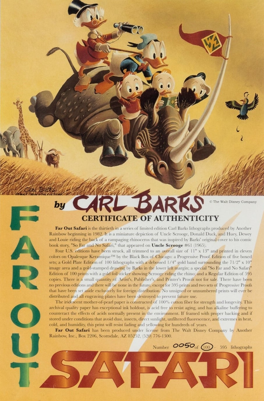 BARKS LITHOGRAPHIE Far out Safari (Another Rainbow, 1994)(Signed Limited Edition, 100 Ex)