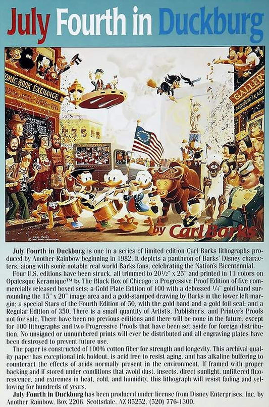 BARKS LITHOGRAPHIE July Fourth in Duckburg (Signed Limited Edition, 350 Ex)