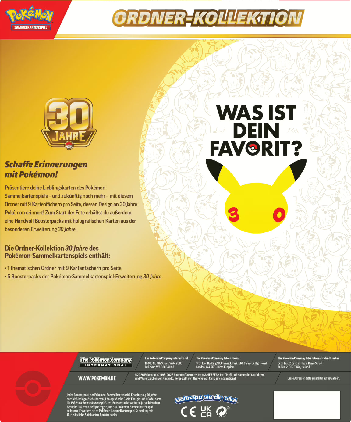 POKEMON 30 Jahre Ordner-Kollektion (EVT 16. September 2026)