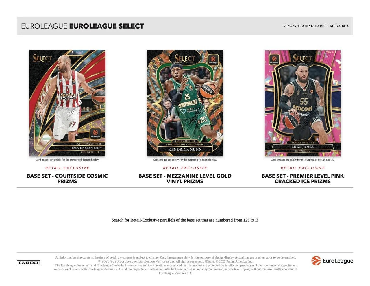 2025-26 Panini Select EuroLeague Basketball Cards Hobby Mega Box (1 Auto)