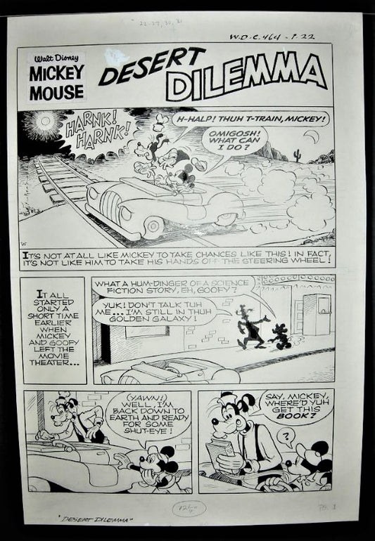 F1 ORIGINAL ART Mickey Mouse Desert Dilemma Splash Page
