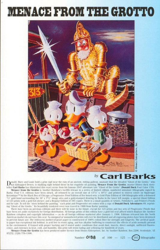 BARKS LITHOGRAPHIE  Menace from the Grotto (1996) (Signed Limited Edition, 595 Ex)