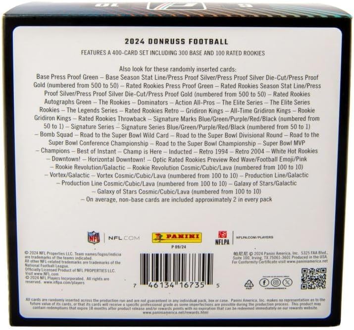 NFL 2024 Panini Donruss Football Trading Cards Mega Box (1 Auto or Memo)
