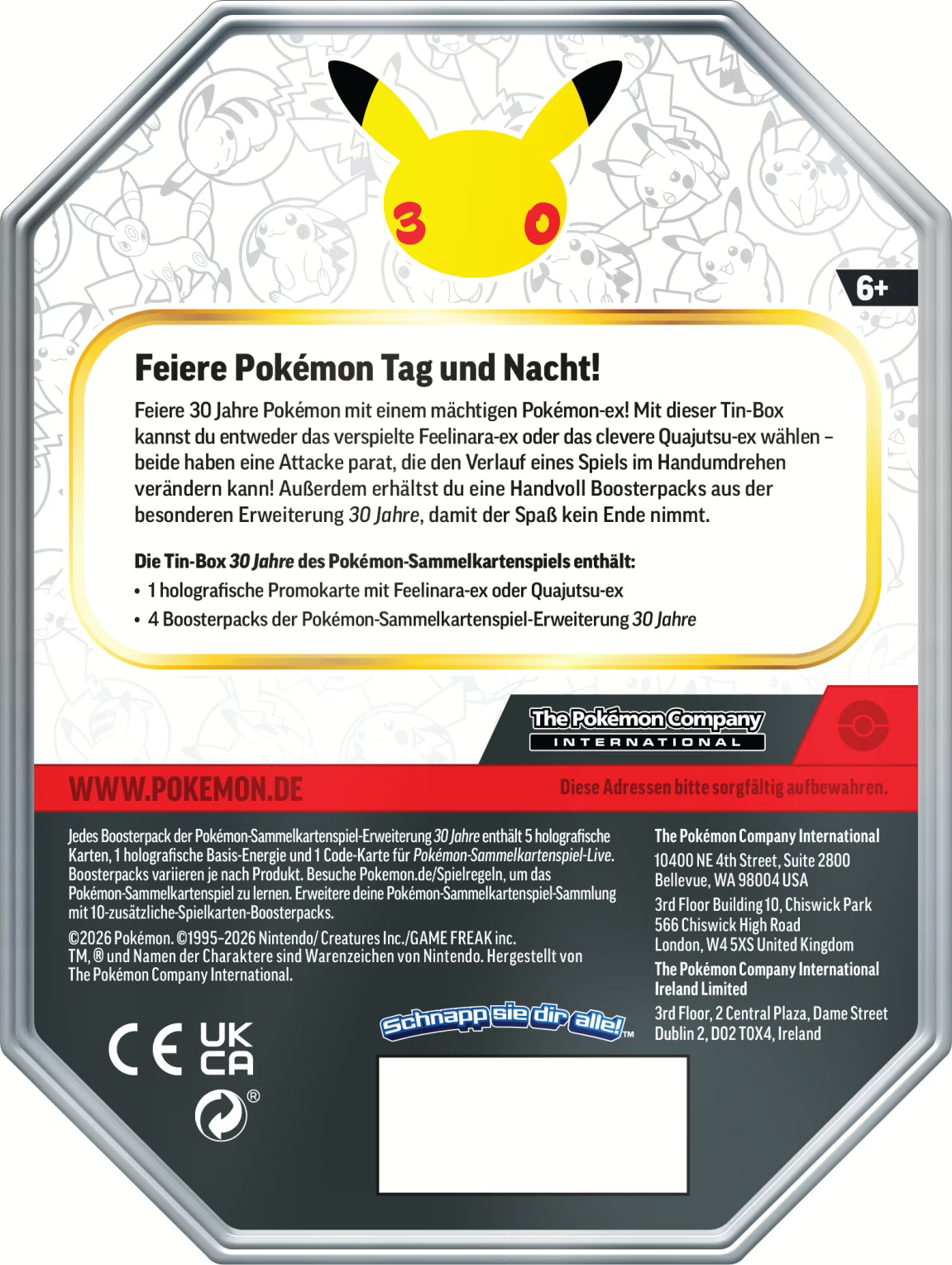 POKEMON 30 Jahre Tin #1+2 (im Set) DE   (EVT 16. September 2026)