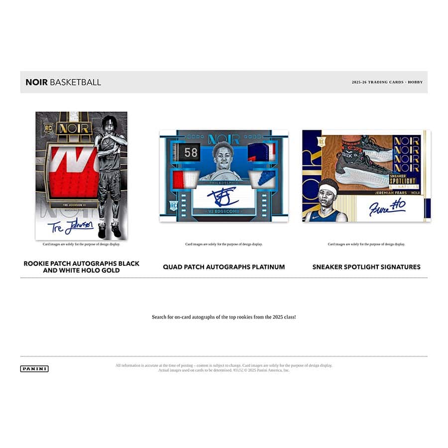 2025-26 Panini Noir Basketball Card Box (5 Auto, 1 Memo)