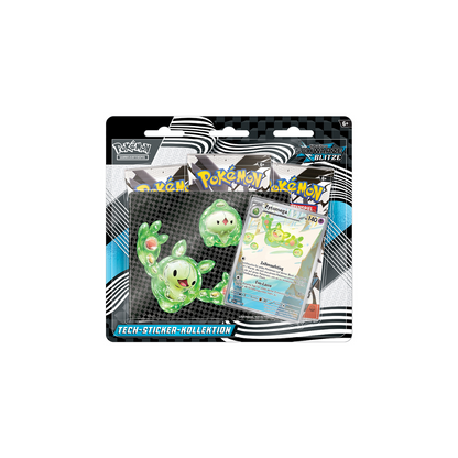 POKEMON Schwarze Blitze & Weiße Flammen Tech Sticker-Kollektion 2x 3er Blister Set  DE