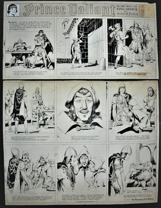 F1 ORIGINAL ART Hal Foster Prince Valiant Sunday Comic Strip #265 (1942)