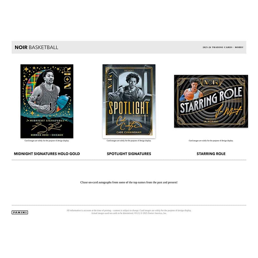 2025-26 Panini Noir Basketball Card Box (5 Auto, 1 Memo)